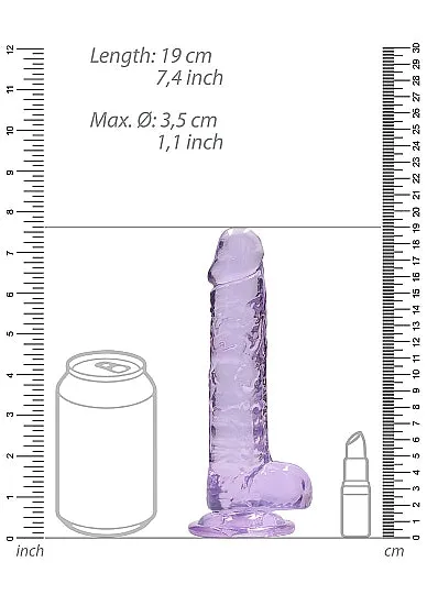 Dildos Realrock 7in Realistic Dildo W Balls Clear Purple SHOTS AMERICA