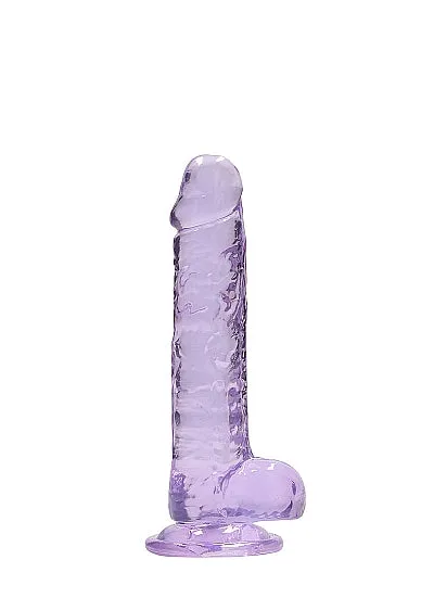 Dildos Realrock 7in Realistic Dildo W Balls Clear Purple SHOTS AMERICA