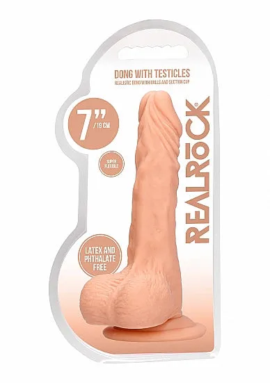 Dildos SHOTS AMERICA Realrock 7in Dong Flesh W Testicles