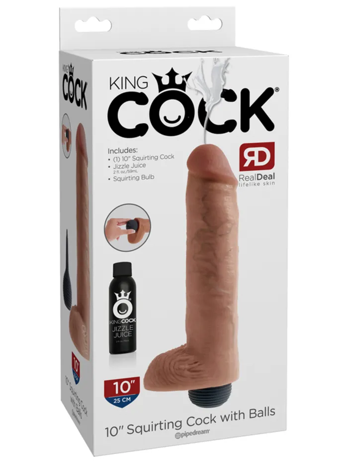 KING COCK Dildos KING COCK 10 SQUIRTING WITH BALLS FLESH