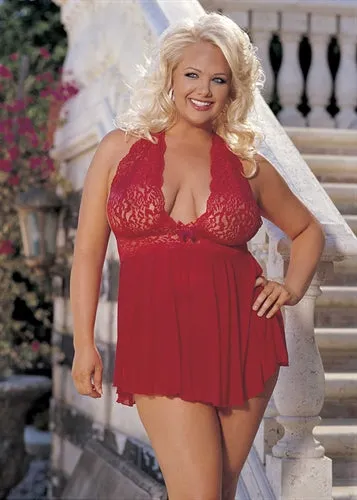 Shirley of Hollywood HOT Male Sex Toys Stretch Mesh and Lace Baby Doll With Bow Queen Size Red Shirley of Hollywood HOT Male Sex Toys Stretch Mesh and Lace Baby Doll With Bow Queen Size Red