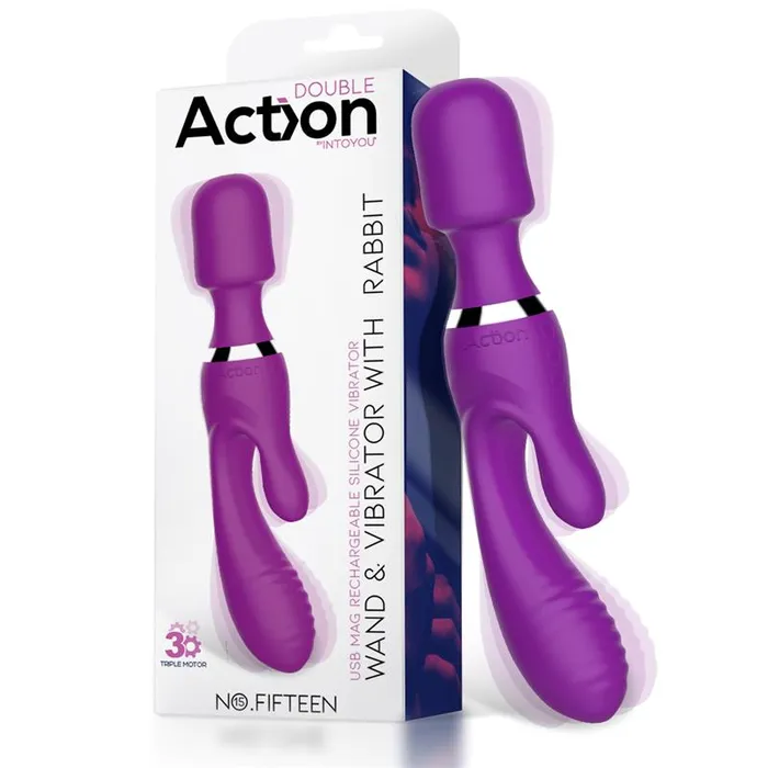 Vibratore Rabbit Bacchetta Wand 2 in 1 con 3 MOTORI INDIPENDENTI sex toys donna ricaricabile ACTION Vibrators