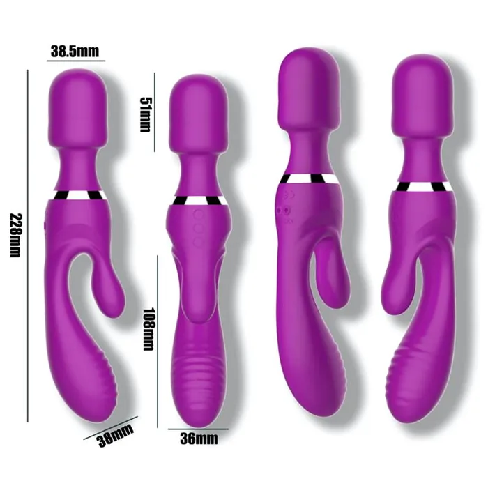 Vibratore Rabbit Bacchetta Wand 2 in 1 con 3 MOTORI INDIPENDENTI sex toys donna ricaricabile ACTION Vibrators