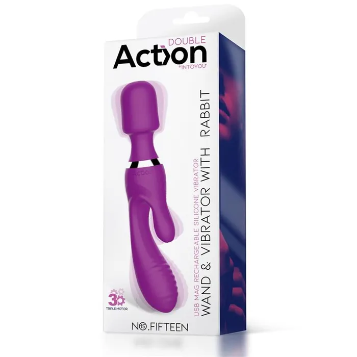 Vibratore Rabbit Bacchetta Wand 2 in 1 con 3 MOTORI INDIPENDENTI sex toys donna ricaricabile ACTION Vibrators