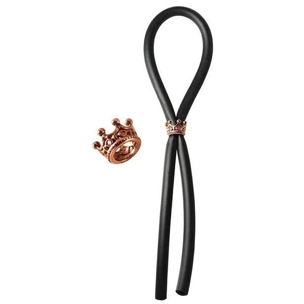 Adams Toy Box Male Sex Toys Bolo Silicone Lasso with Rose Gold Crown Slider Ring