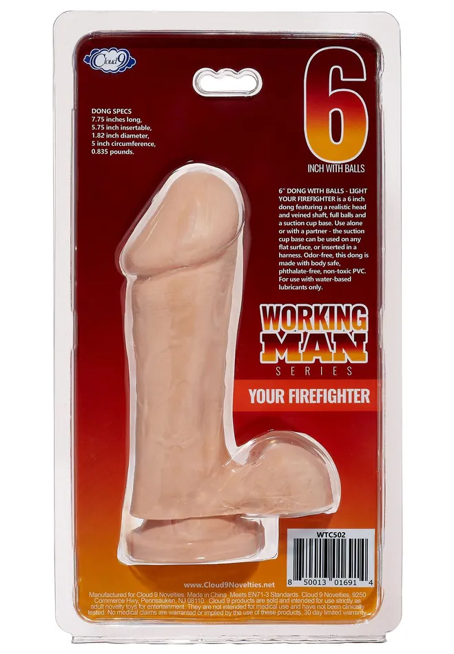 Dildos Cloud 9 Novelties Cloud 9 Working Man 6 Inch With Balls Your Firefighter Light