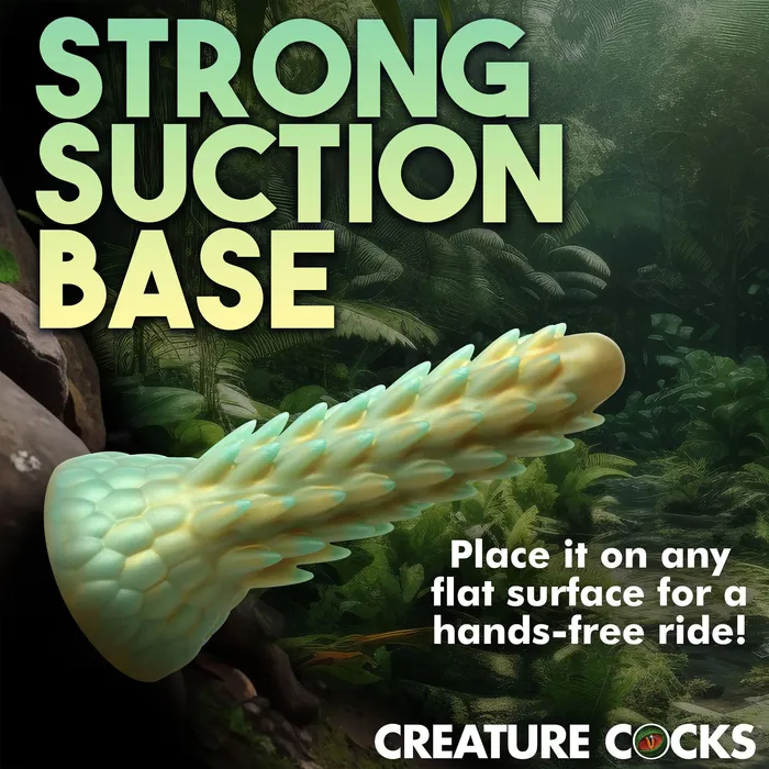 Dildos XR Brands Creature Cocks Stegosaurus Spiky Reptile Silicone Dildo Green