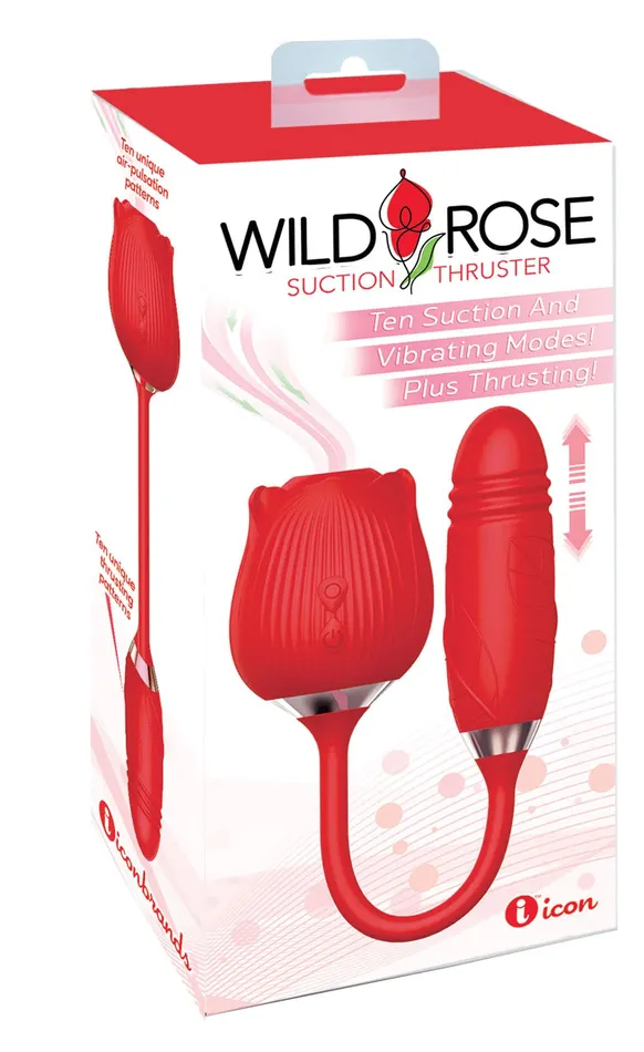 Icon Brands Vibrators Wild Rose Suction Thruster Red