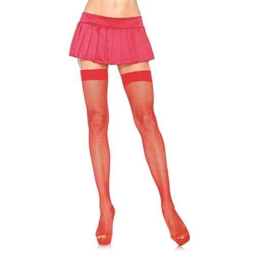 Leg Avenue Vibrators Fishnet Thigh High One Size Red