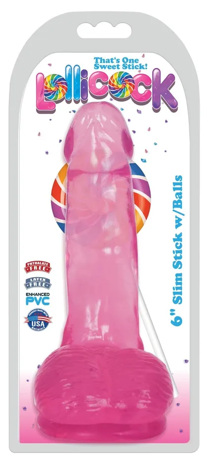 Lollicock 6 Inch Slim Stick With Balls Cherry Ice Curve Toys Dildos