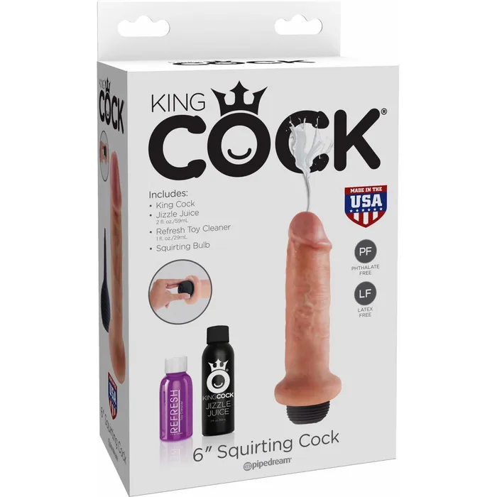 Pipedream Female Sex Toys King Cock 6 Squirting Realistic Dildo