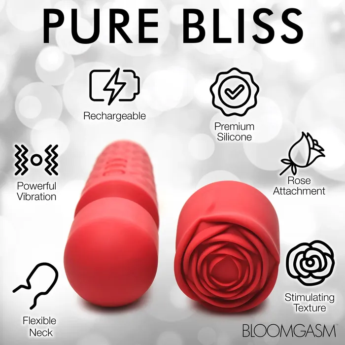 Pleasure Rose 10x Silicone Wand With Rose Attachment Red XR Brands inmi Vibrators