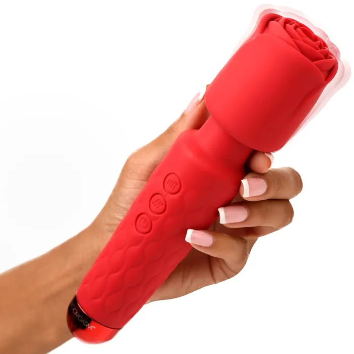 Pleasure Rose 10x Silicone Wand With Rose Attachment Red XR Brands inmi Vibrators