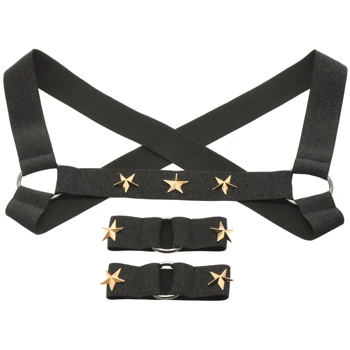 Star Boy Male Chest Harness With Arm Bands Smallmedium Black XR Brands Master Series Female Sex Toys