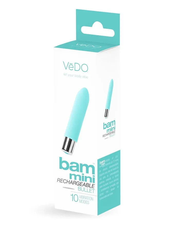 VeDO Bam Mini Rechargeable Bullet Vibe Turquoise Female Sex Toys