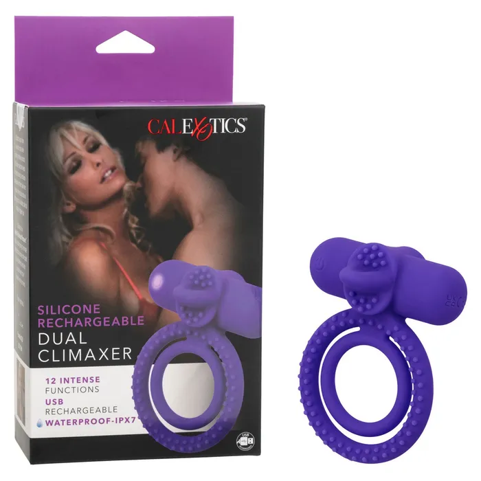 Vibrators CalExotics Silicone Rechargeable Dual Climaxer Purple