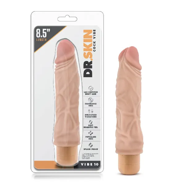 Blush Female Sex Toys Dr Skin Cock Vibe 10 85in Vibrating Cock Beige