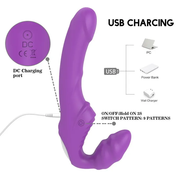 Javaughn69ways Female Sex Toys Strapless strap on 9 Speed Double Vibrating G Spot