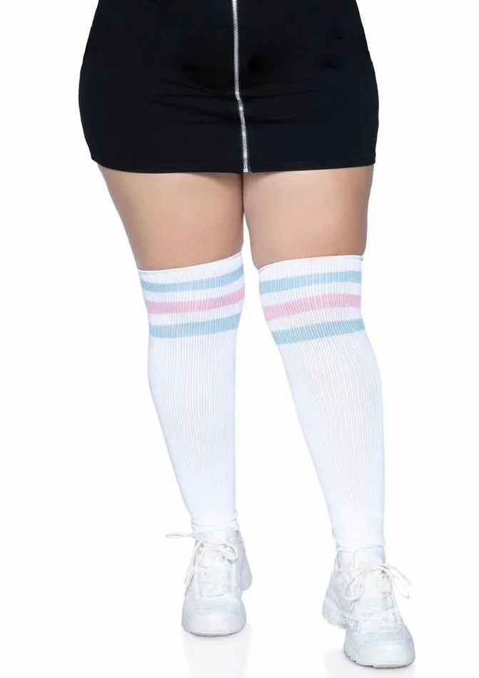 Leg Avenue Vibrators Leg Avenue Over The Knee Athletic Socks PinkBlue