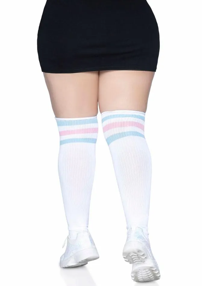 Leg Avenue Vibrators Leg Avenue Over The Knee Athletic Socks PinkBlue