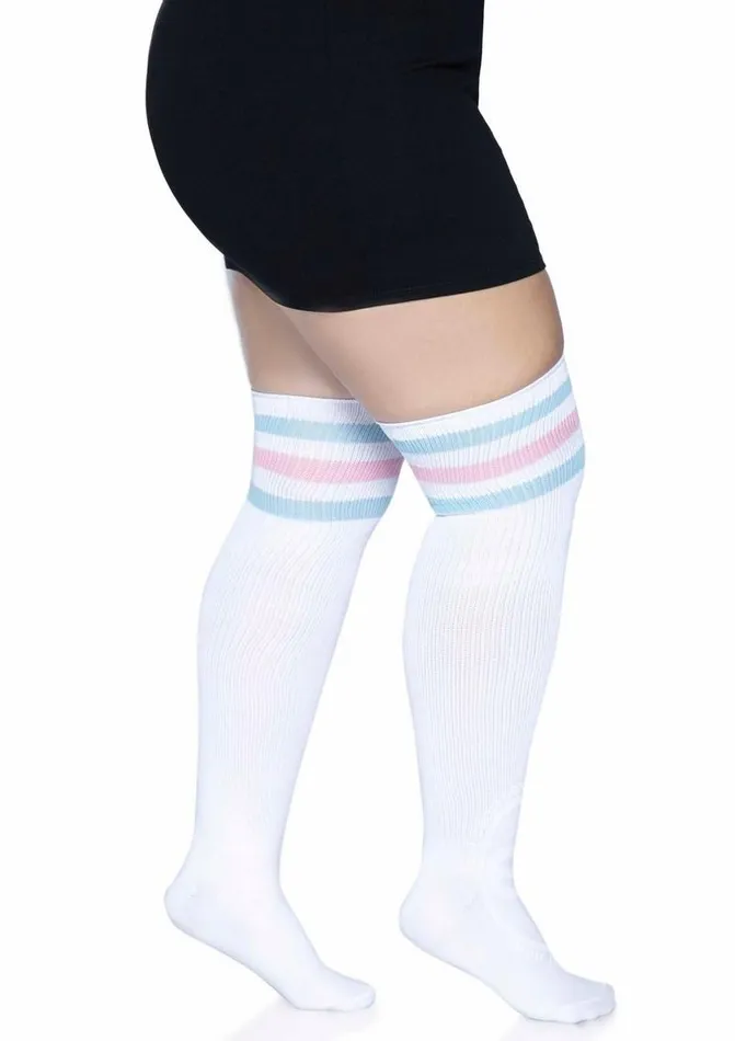 Leg Avenue Vibrators Leg Avenue Over The Knee Athletic Socks PinkBlue