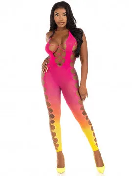 LETTAS SEDUCTION Bodystockings Playsuits Ombre Footless Bodystocking One Size Juniors Sunset