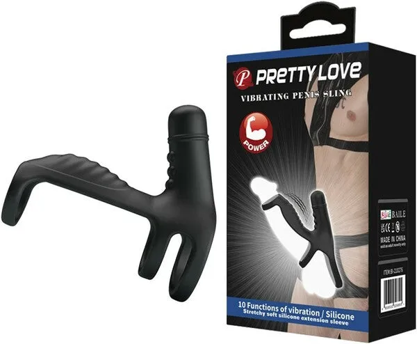Male Sex Toys Pretty Love Vibrating Penis Sling Black