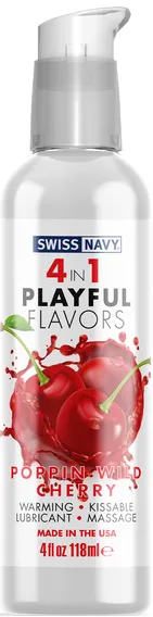 Swiss Navy 4 In 1 Playful Flavors Poppin Wild Cherry 118ml Female Sex Toys